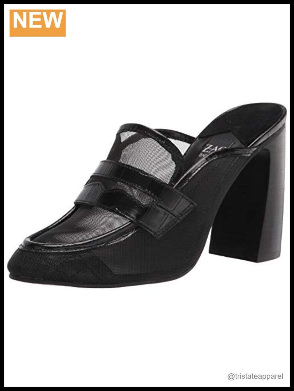 Leather Round Toe Stacked Heel Pull-On Pump